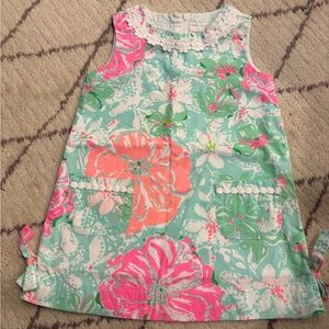 Lilly Pulitzer Girls Floral Shift Dress in Aqua, Pink & Coral